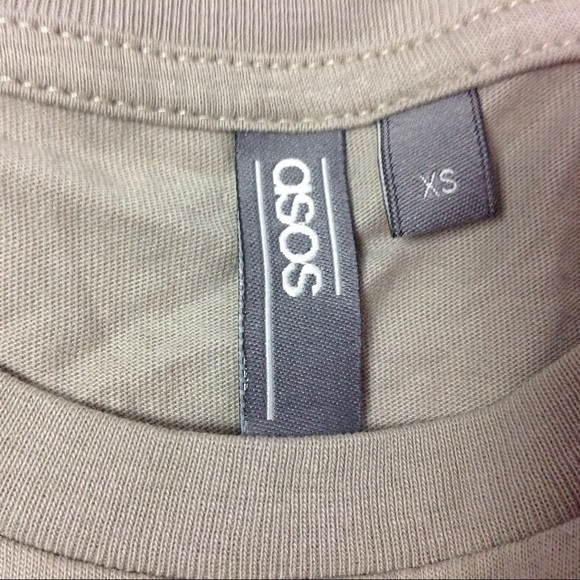 Asos Longline Relaxed Tee Larry Zip Hem XS Tan - Picture 3 of 6